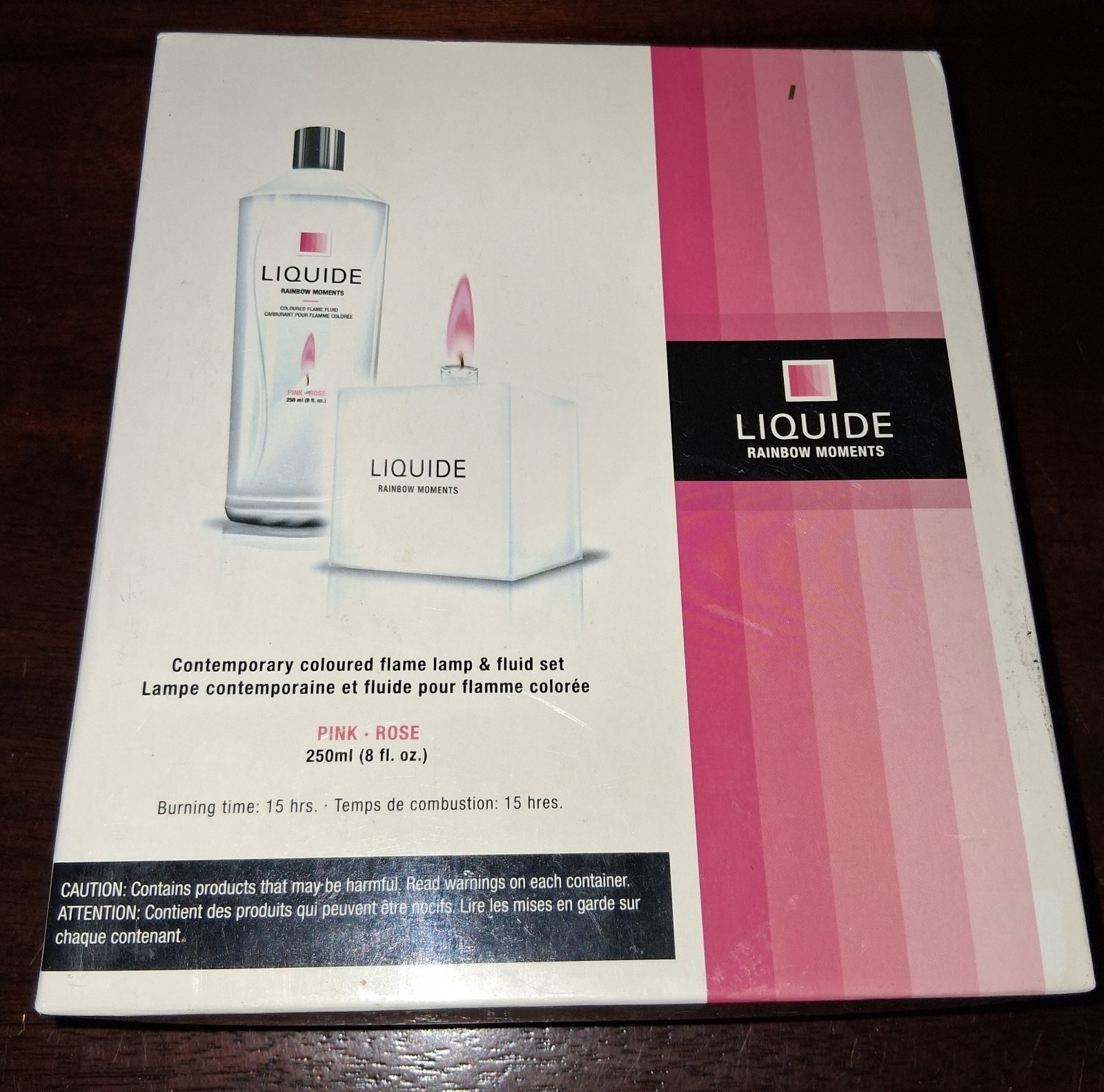 LIQUIDE Rainbow Moments Colored Flame Lamp Fluid Set ~PINK~ *NIB* Fragrance Free