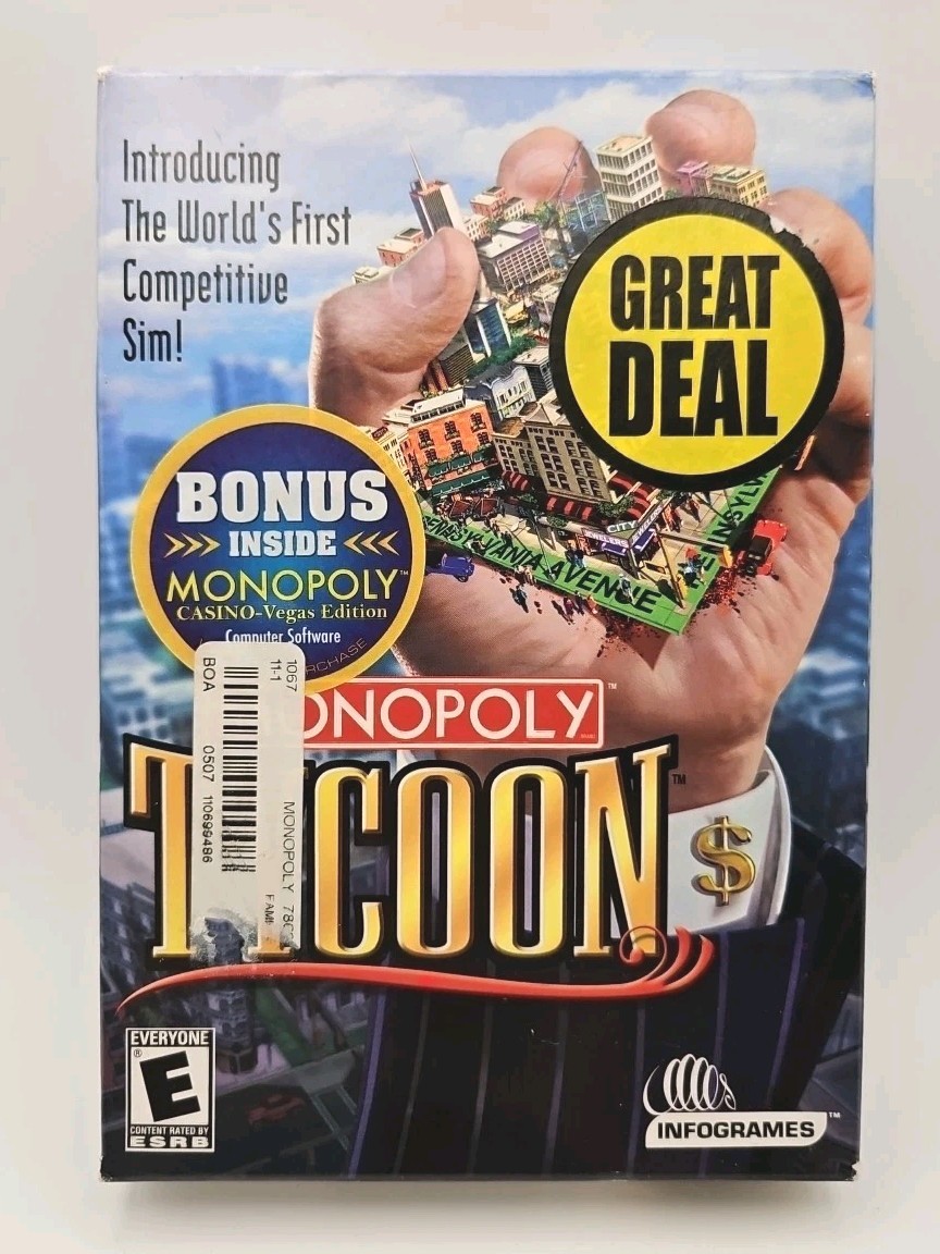 Monopoly Tycoon CD-ROM Vintage PC Game Infogames  Factory Sealed NEW