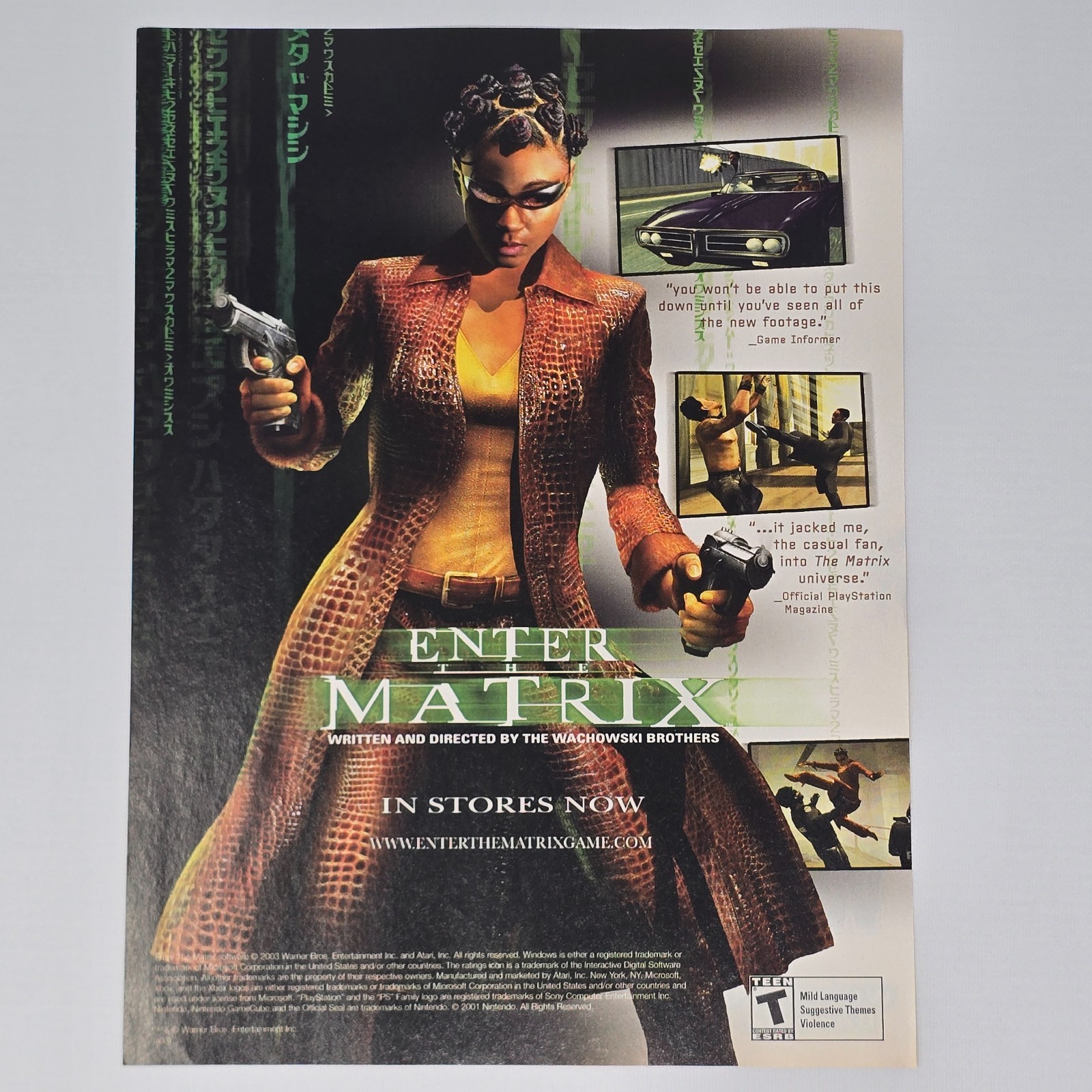 Enter The Matrix Xbox PlayStation 2 PS2 PC New Footage Print Ad/Poster
