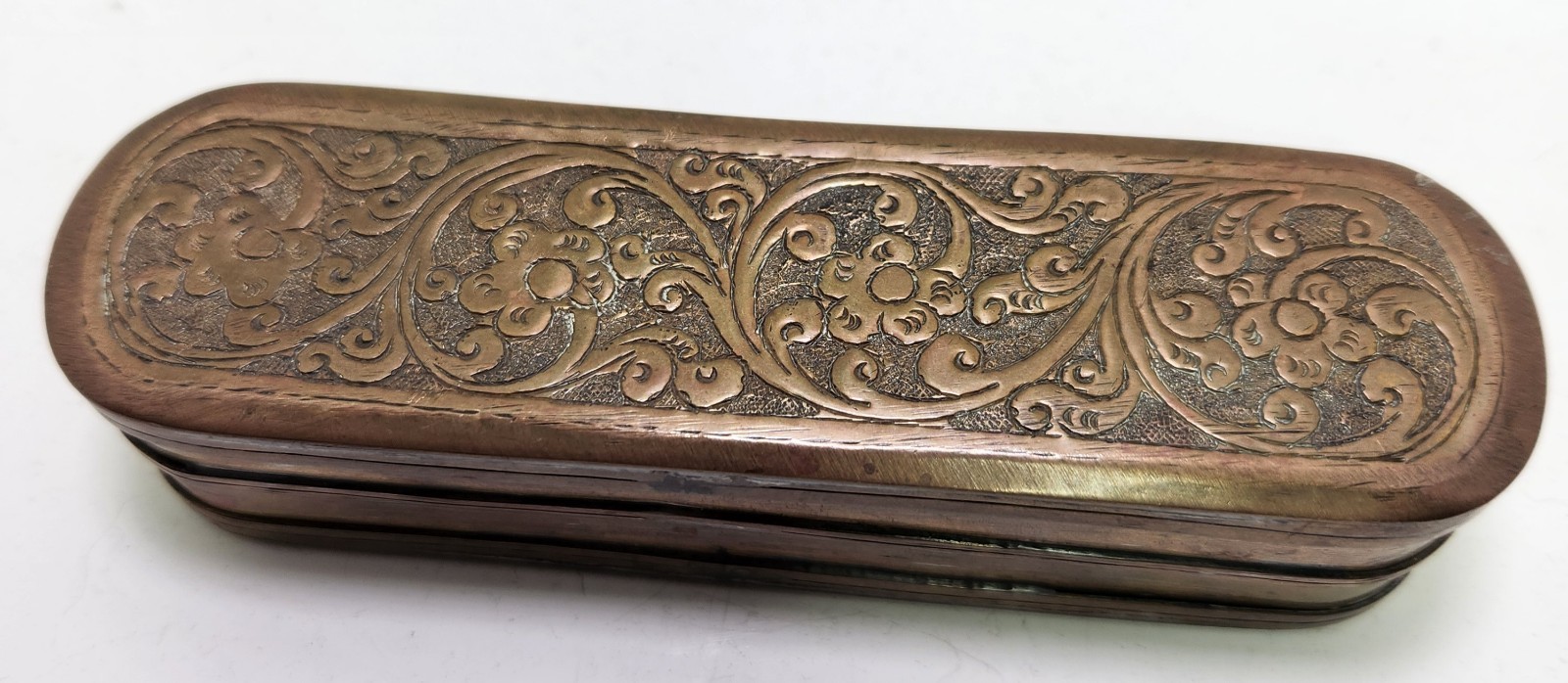 Early 18th Century Antique Copper Dutch Tobacco Box Engraved