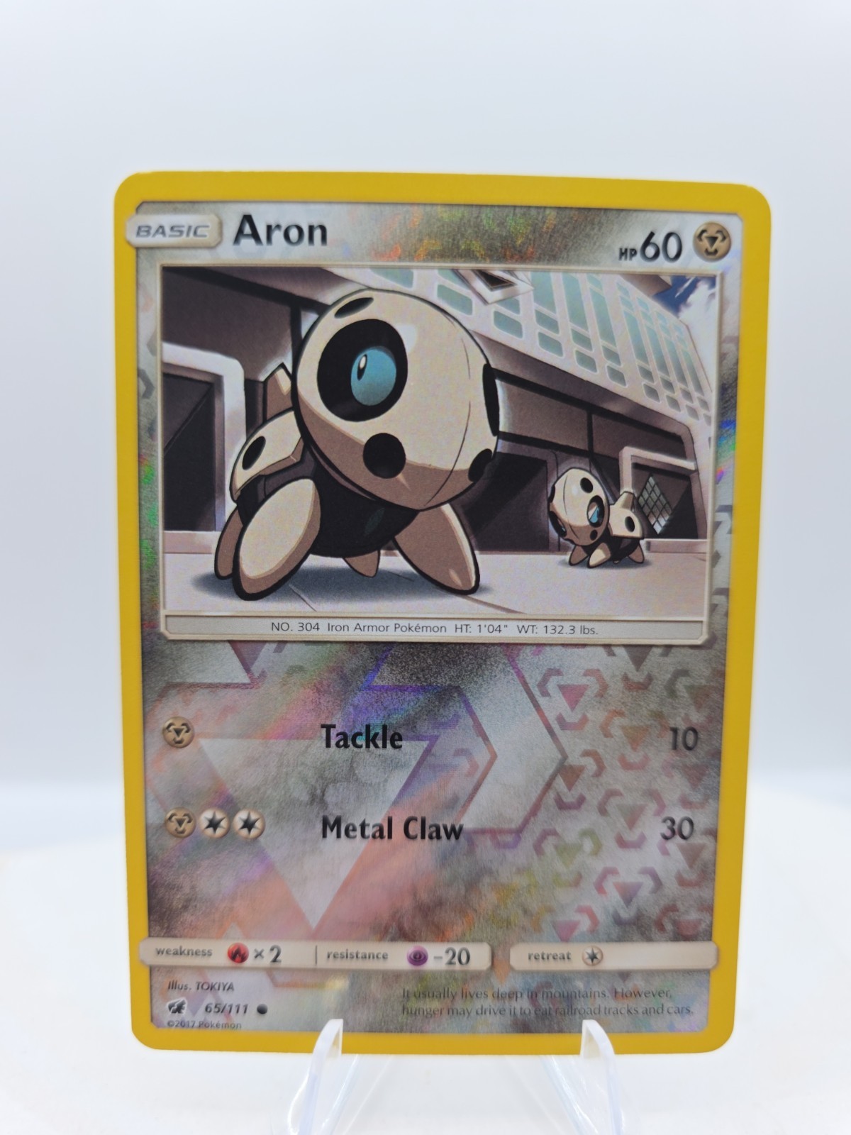 Pokemon Aron 65/111 Sm-Crimson Invasion Reverse Holo NM