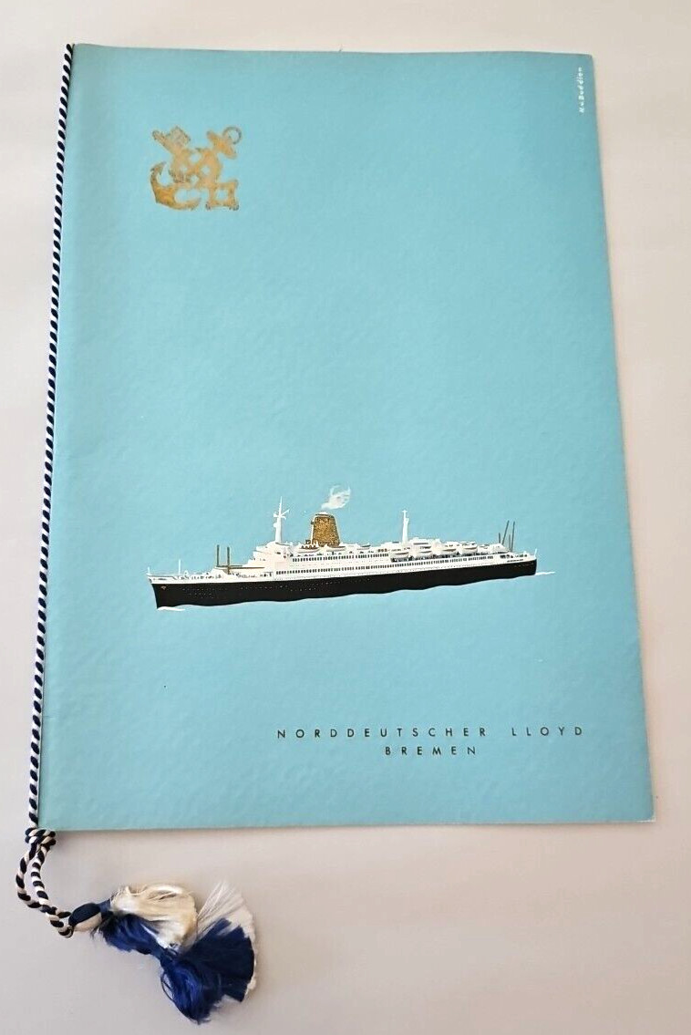 Vintage 1964 Norddeutscher German Lloyd Bremen Dinner Menu SS Bremen