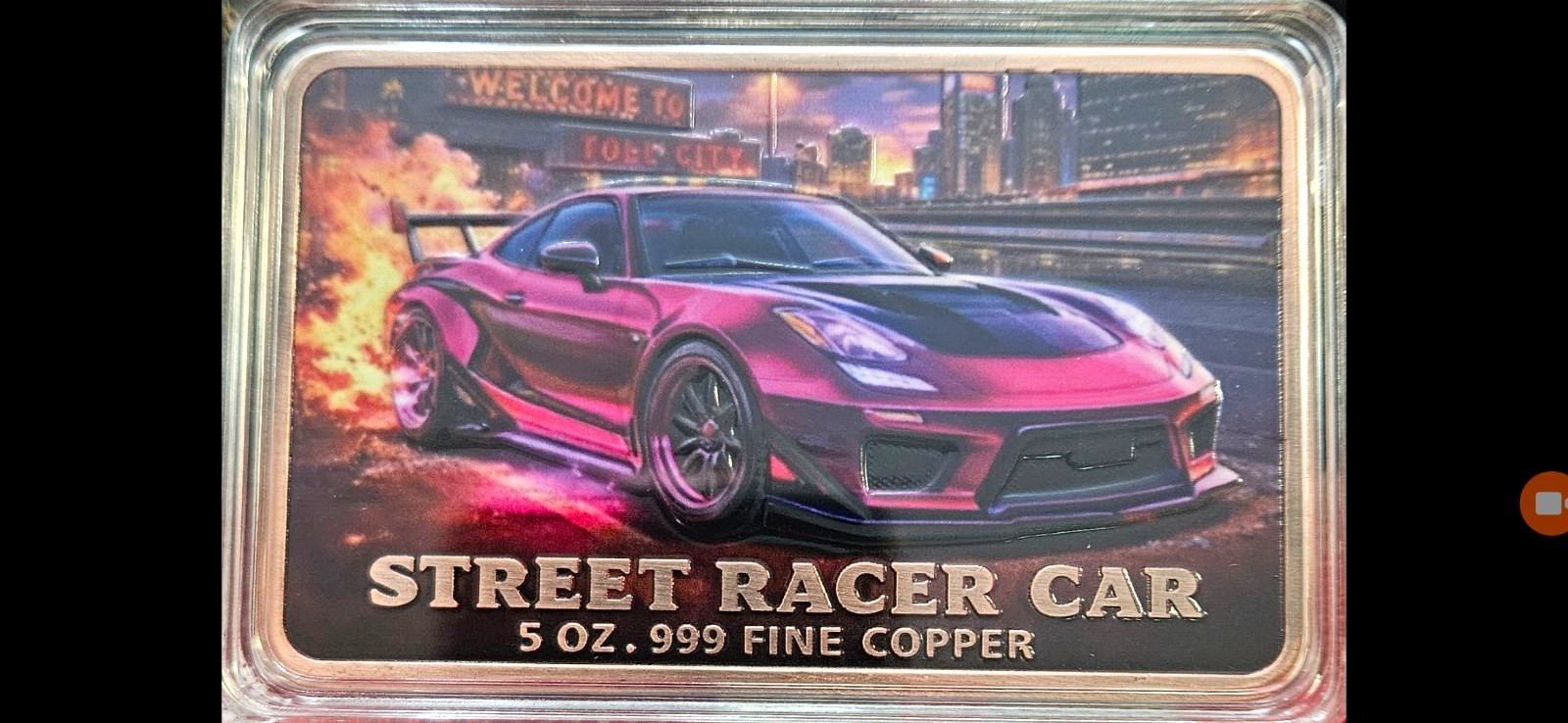 Street Racer Car / Pedal to the Metal Automotives 5 oz .999 Fine Copper Bar