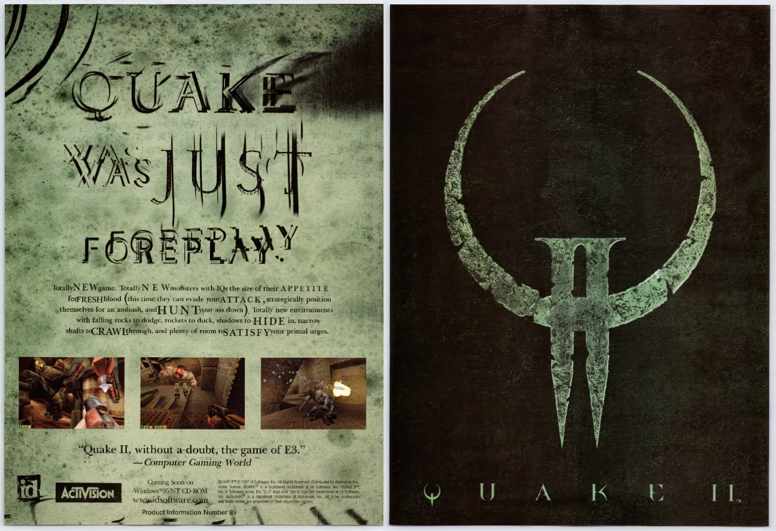 Quake II -  id Software - PC - Vintage Original Print Ad/Poster Promo Art 1997