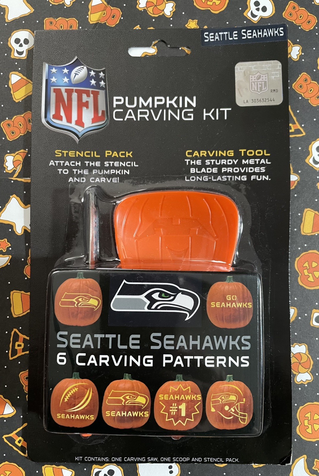 NFL Seattle Seahawks Pumpkin Carving Kit – New in Package - 6 Fun Stencils