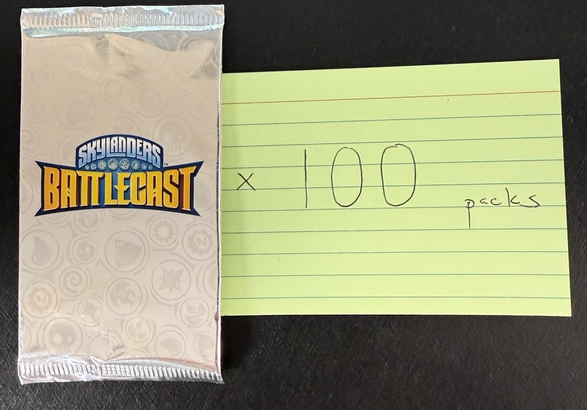 Lot of 100 Packs NEW Skylanders Battlecast Card Pack Game Insert Pack (Unopened)
