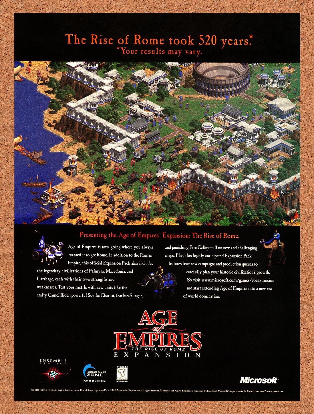 1997 Age Of Empires The Rise Of Rome PC Original Ad / Retro Promo v1
