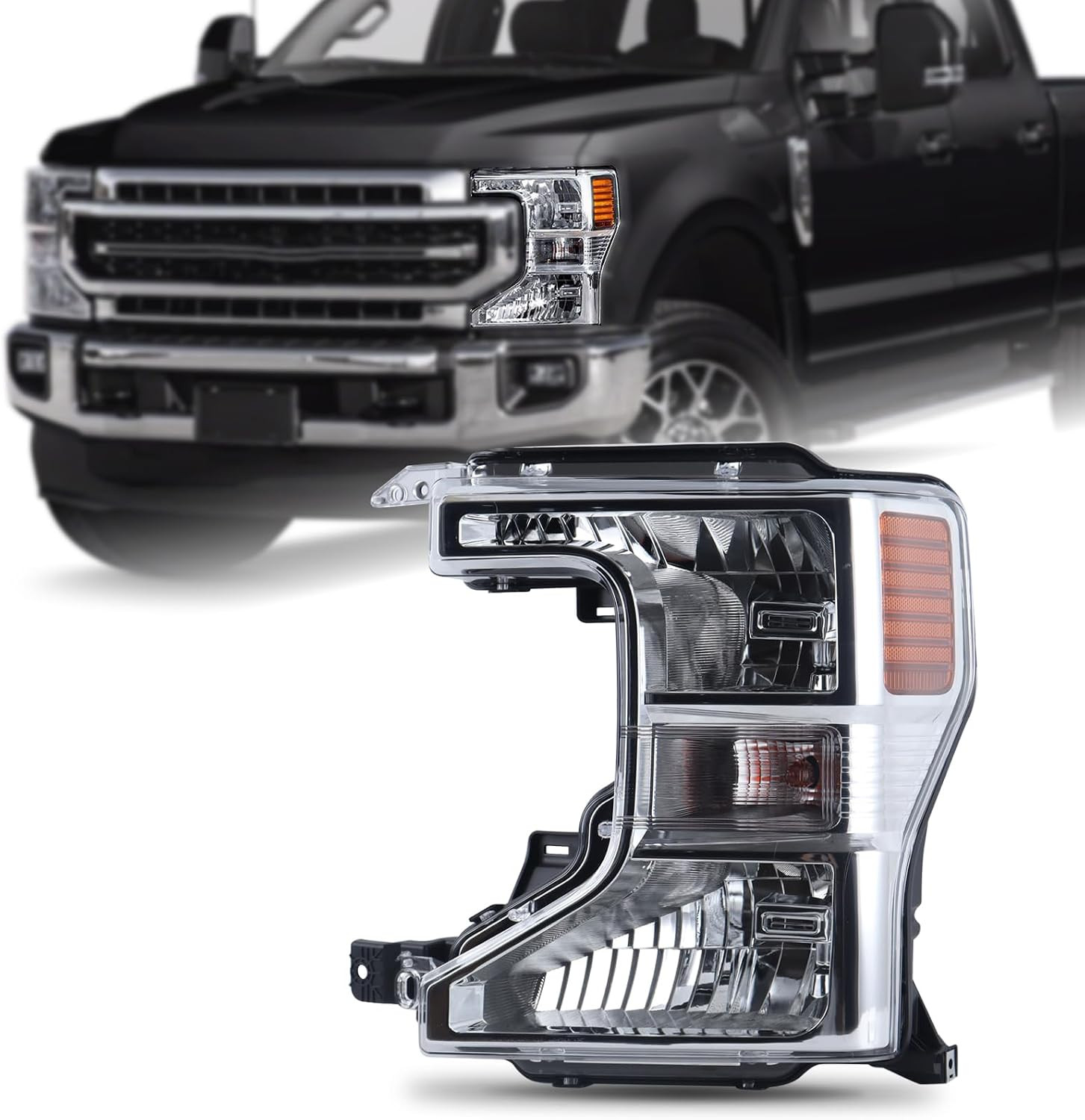 OEM Style Chrome Halogen Headlight Fits 2020-2022 Ford F250 F350 Superduty