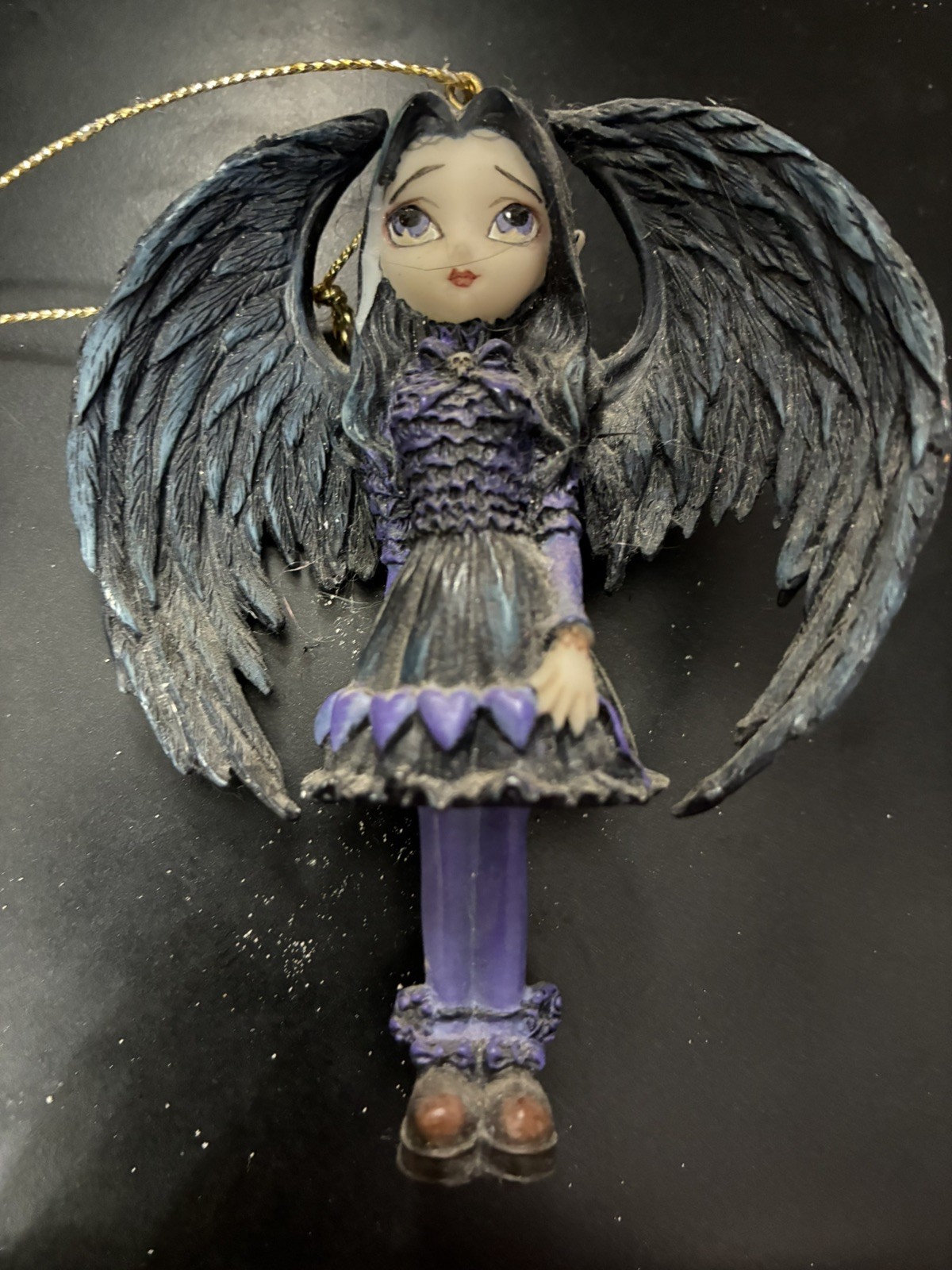 2007 Jasmine Becket Griffith purple paper hearts Strangeling Fairies Ornament