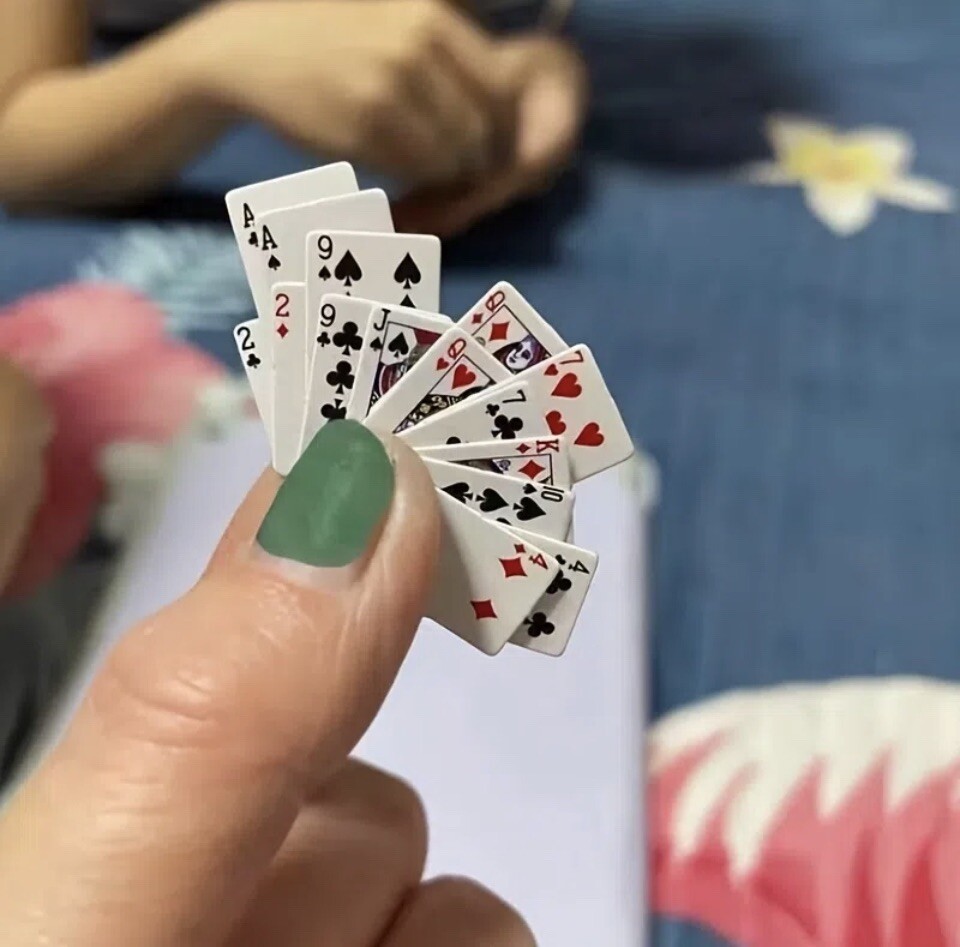 Mini Plastic Coated Poker Playing Card Deck  1.5cm/0.59in x 1cm/0.39in