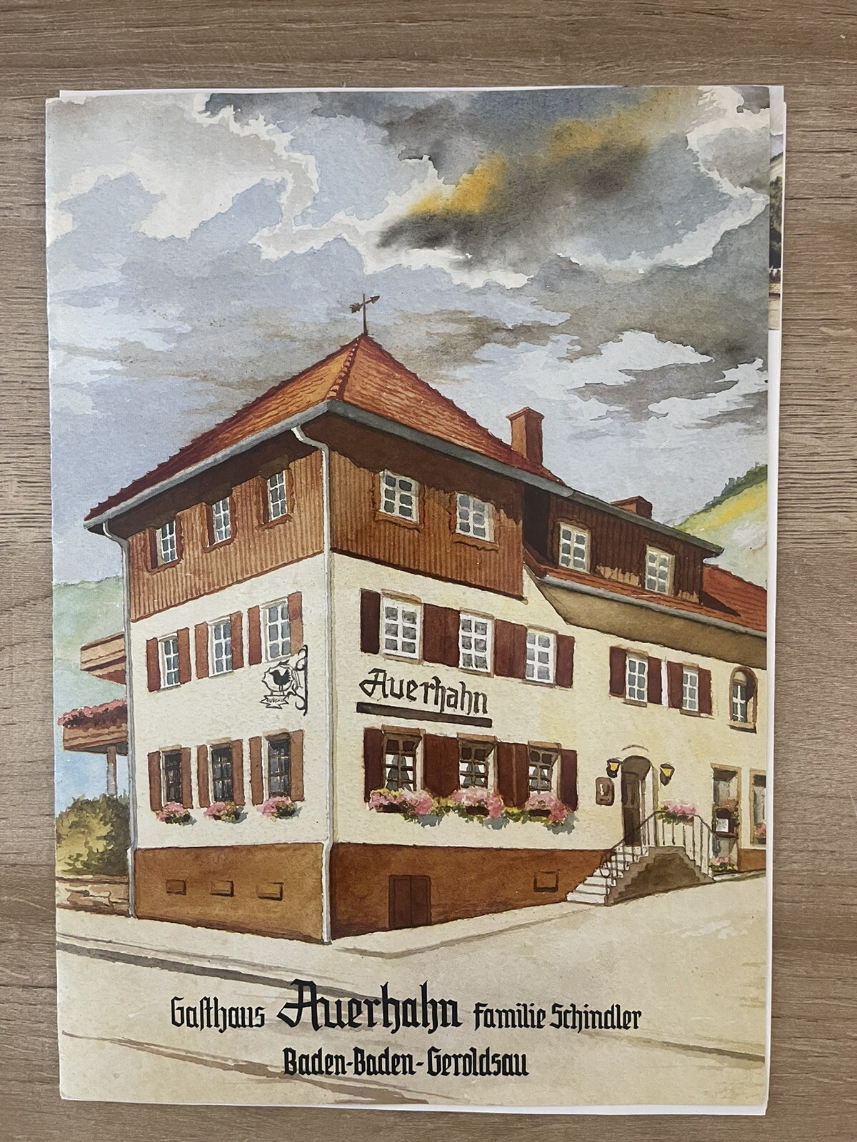 Gasthaus Auerhahn Hotel, Baden-Baden, Germany Vintage Info Brochure & Menu