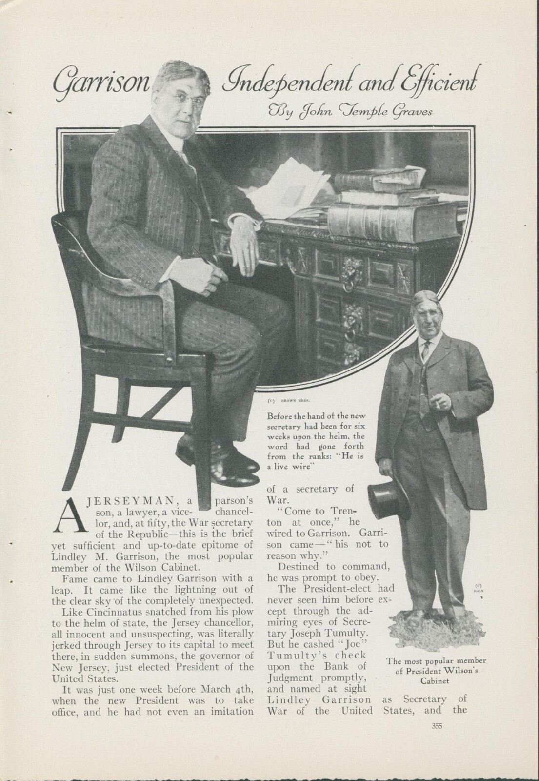 1914 Lindley M Garrison Secretary of War Woodrow Wilson Cabinet Wife Story CO8