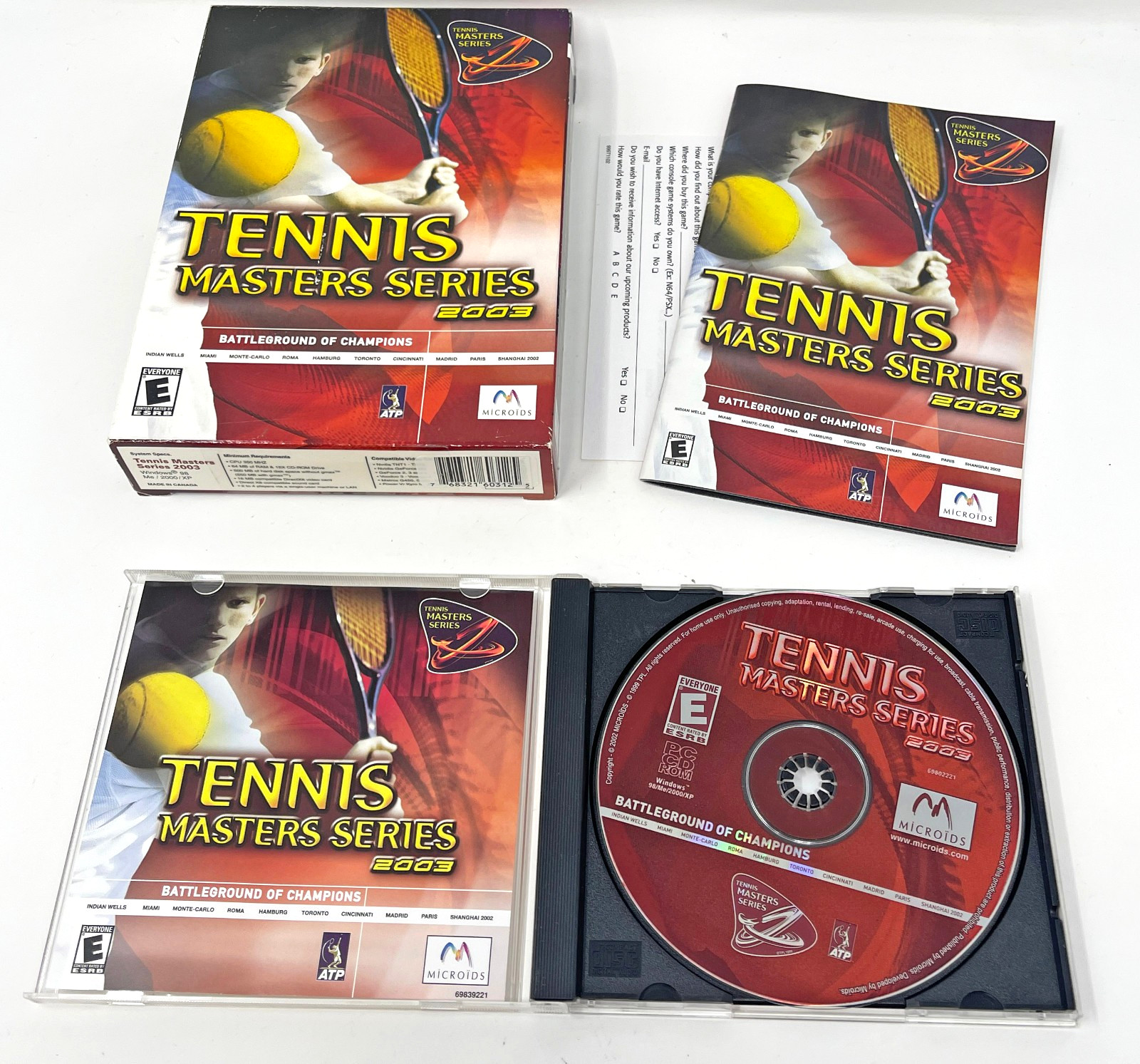 Tennis Masters Series 2003 PC CD-ROM Game Windows 98/ME/2000/XP Compatible Used