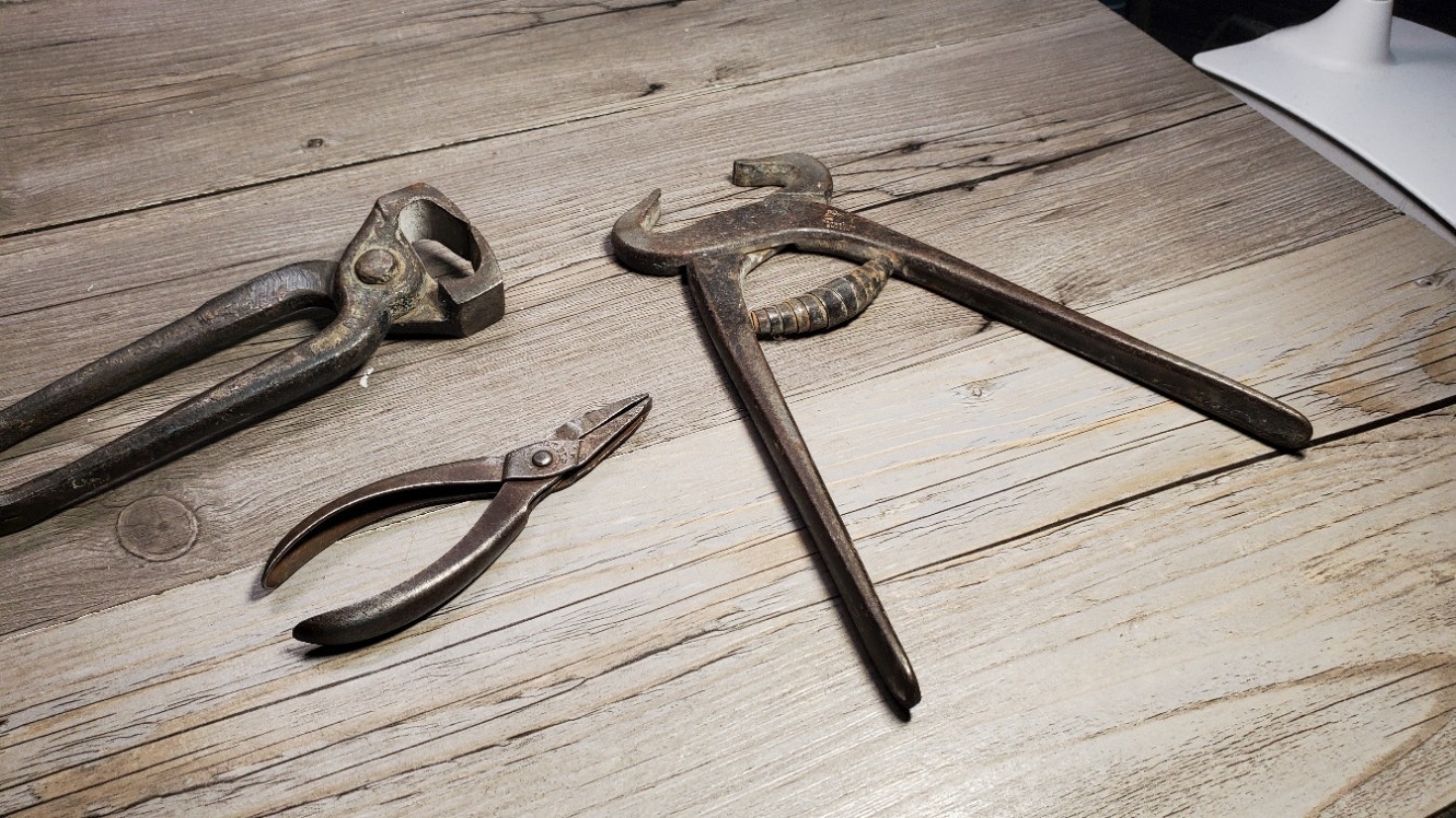Vtg Antique Tool Lot EA Berg Farrier Hoof Nippers Swedish Steel Lodi 1894 Pliers