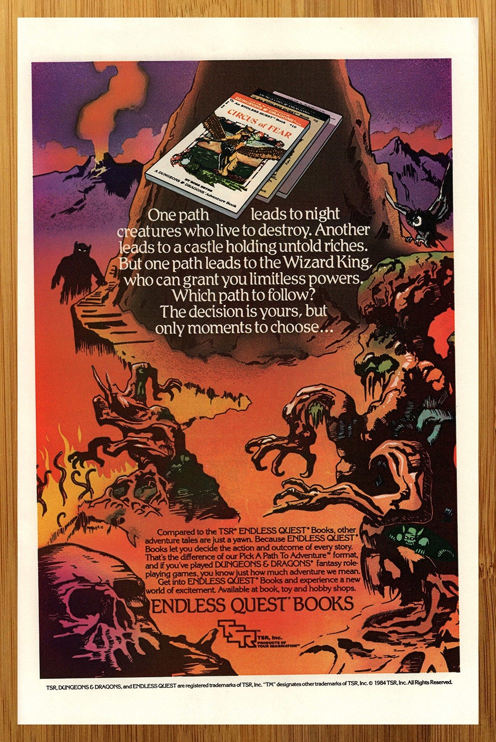1984 TSR Endless Quests Books Vintage Print Ad/Poster AD&D Dungeons Dragons Art
