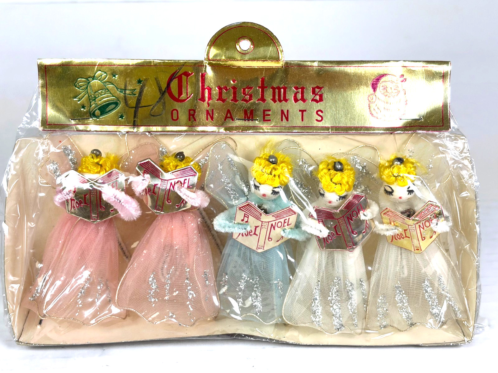 Vintage MCM 1950-60 Tulle Angel Noel Choir Christmas Ornaments - BRAND NEW