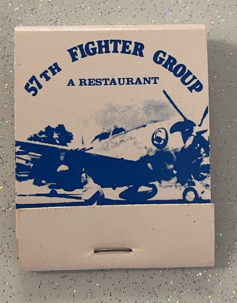 Vtg 57th Fighter Group Restaurant Matchbook Unstruck Dekalb Peachtree Airport