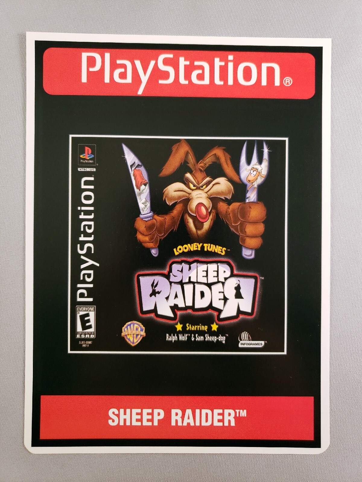 Sheep Raider - Toys R Us Retail DISPLAY CARD - Looney Tunes PS1 VidPro RARE 2001
