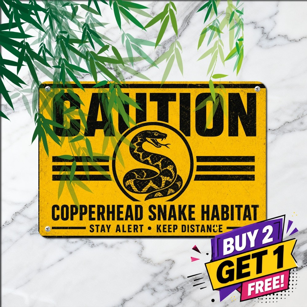Copperhead Snake Habitat Warning Metal Sign Vintage Outdoor Safety Plaque 8x12