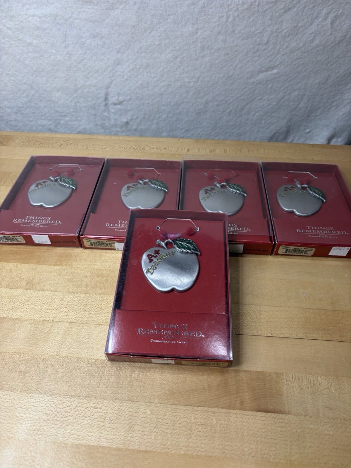 Things Remembered A+ Teacher Apple Pewter Christmas Ornament NIB In USA