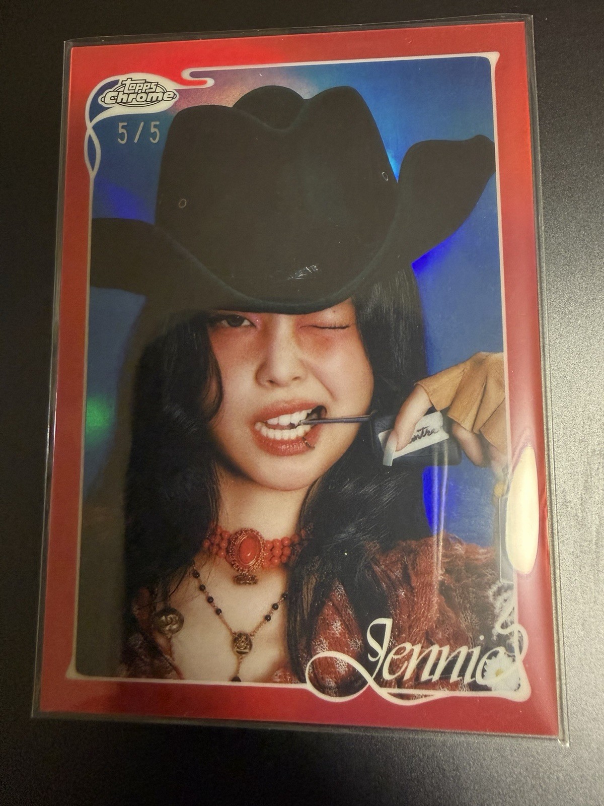 2026 Topps Chrome JENNIE RED REFRACTOR 5/5 Omega Card #24 /5 