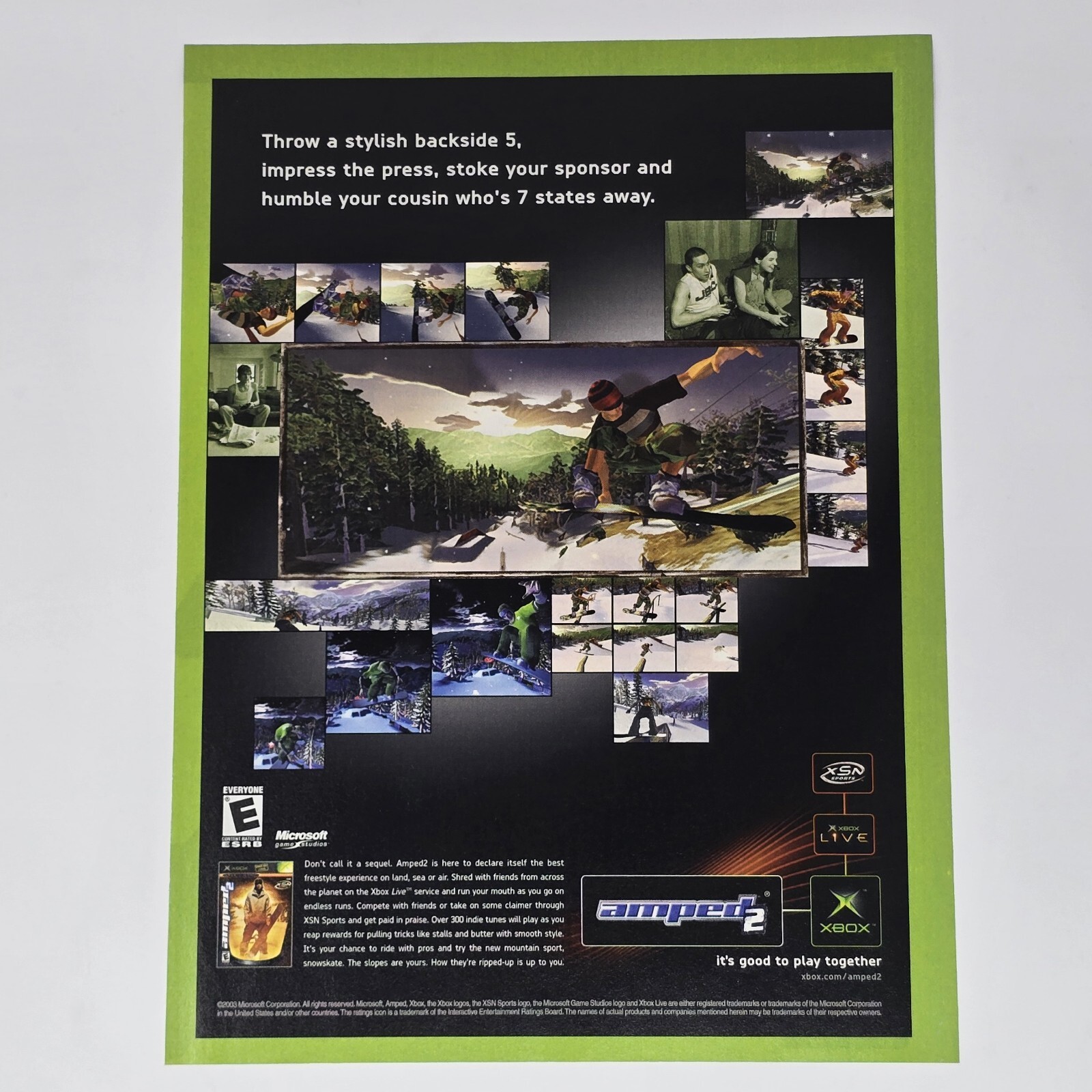 Amped 2 Microsoft Xbox Live Stylish Backside Print Ad/Poster Official Promo Art