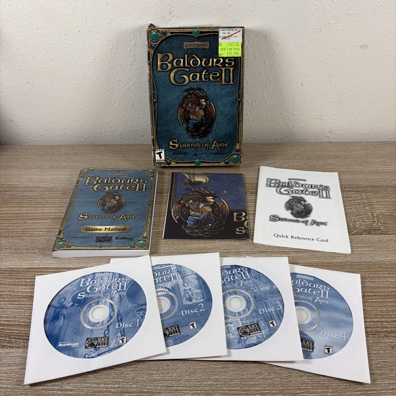 Baldur's Gate 2 II Shadows of Amn Game Play 4 DISCS PERFECT Complete Used