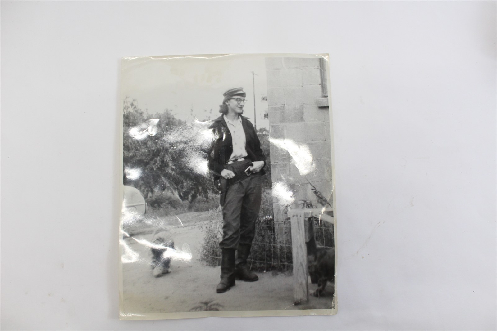 Ca. 1940's-'50's Black & White Glossy Photo Uniformed Woman, Dogs