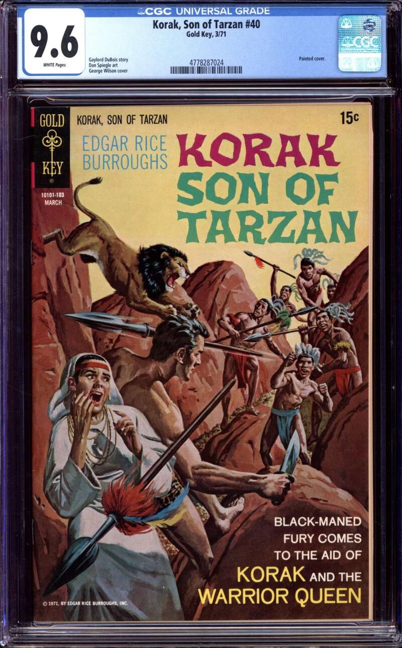 KORAK SON OF TARZAN #40 CGC 9.6 WHITE PAGES // GOLD KEY 1971