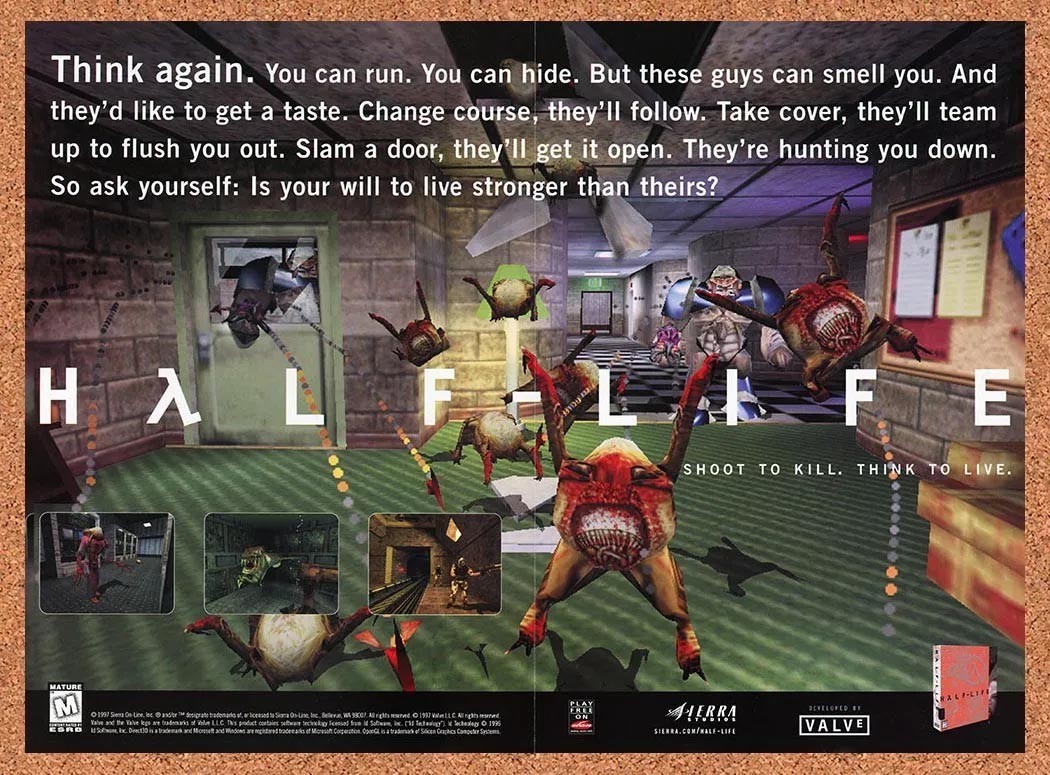 Half-Life 1 PC Original 1998 Headcrabs Foldout Poster v12 10.5