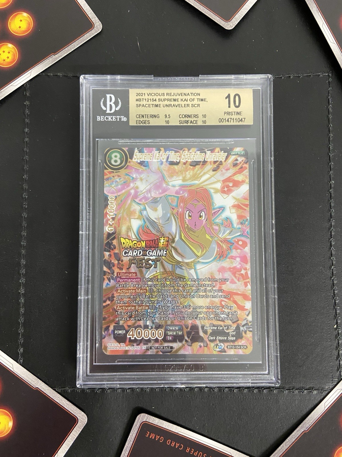 Dragon Ball SCR Secret Rare FEST Winner BGS 10 Supreme Kai of Time BT12-154