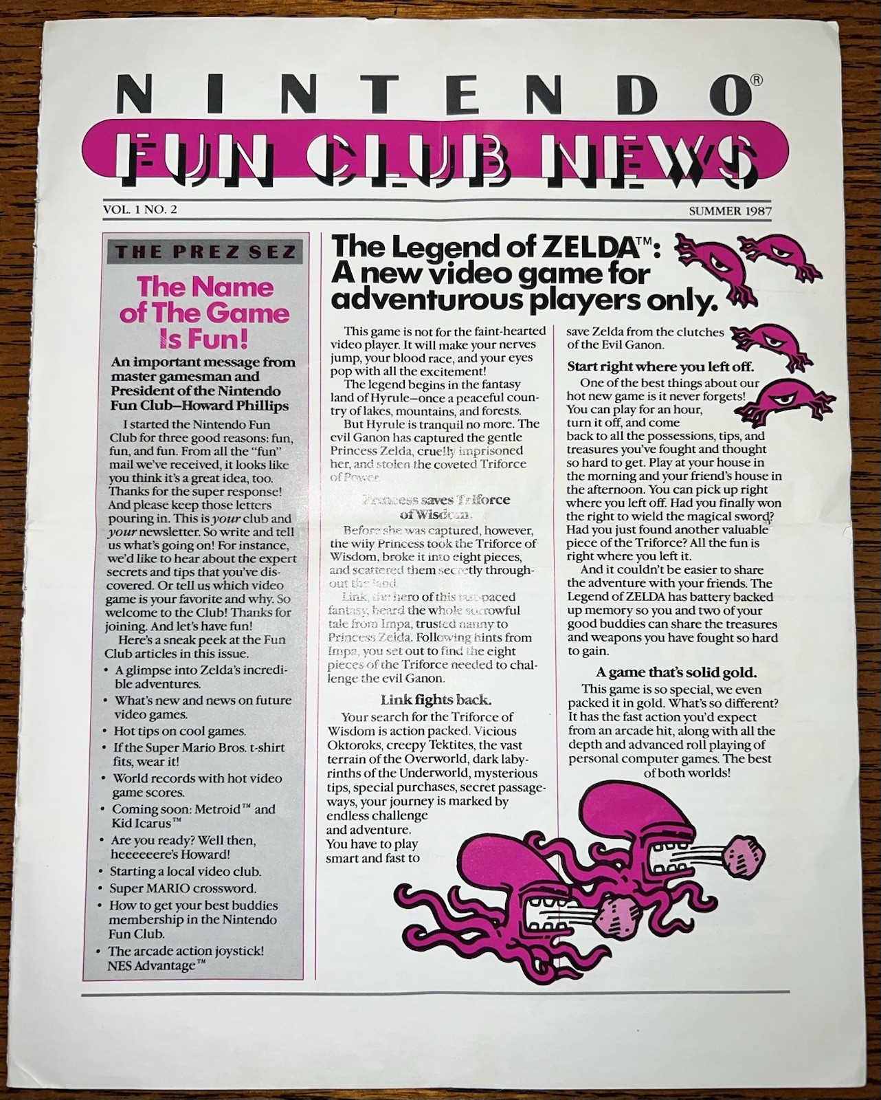 RARE Nintendo FUN CLUB NEWS VOL. 1 NO. 2 Summer 1987 NES Pre-Nintendo Power NICE
