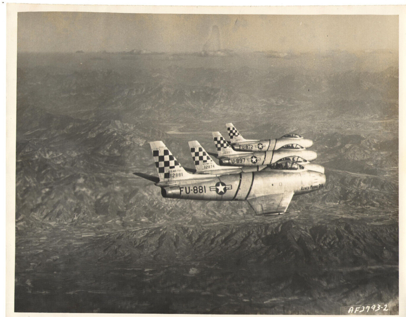 3 VTG 1950s USAF PHOTOS/NORTH AMERICAN F-86 SABRE JET FIGHTER AIRCRAFT IN FLIGHT