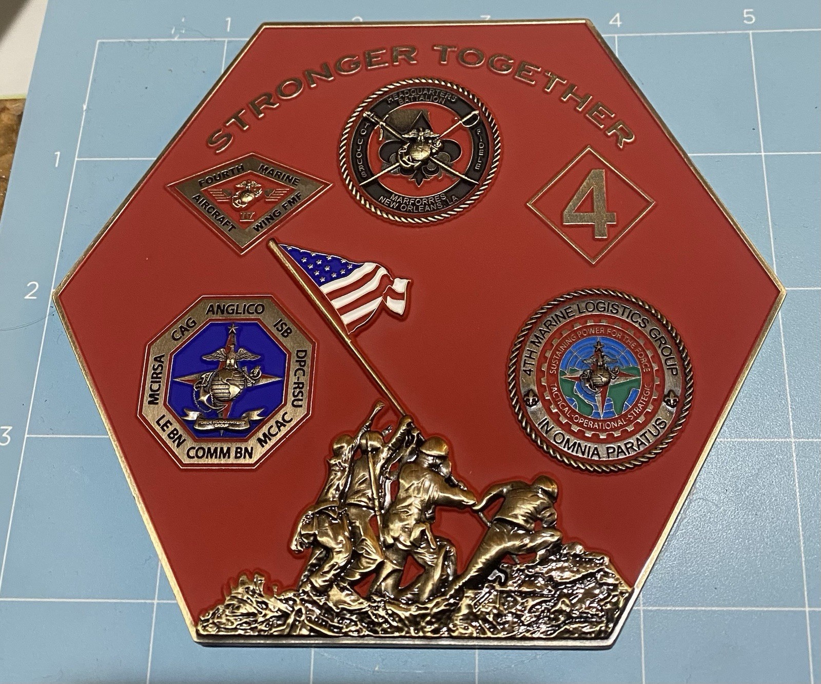 249th Marine Corps Ball/ MARFORRES/MARFORSOUTH ,NOLA, challenge coin w/stand