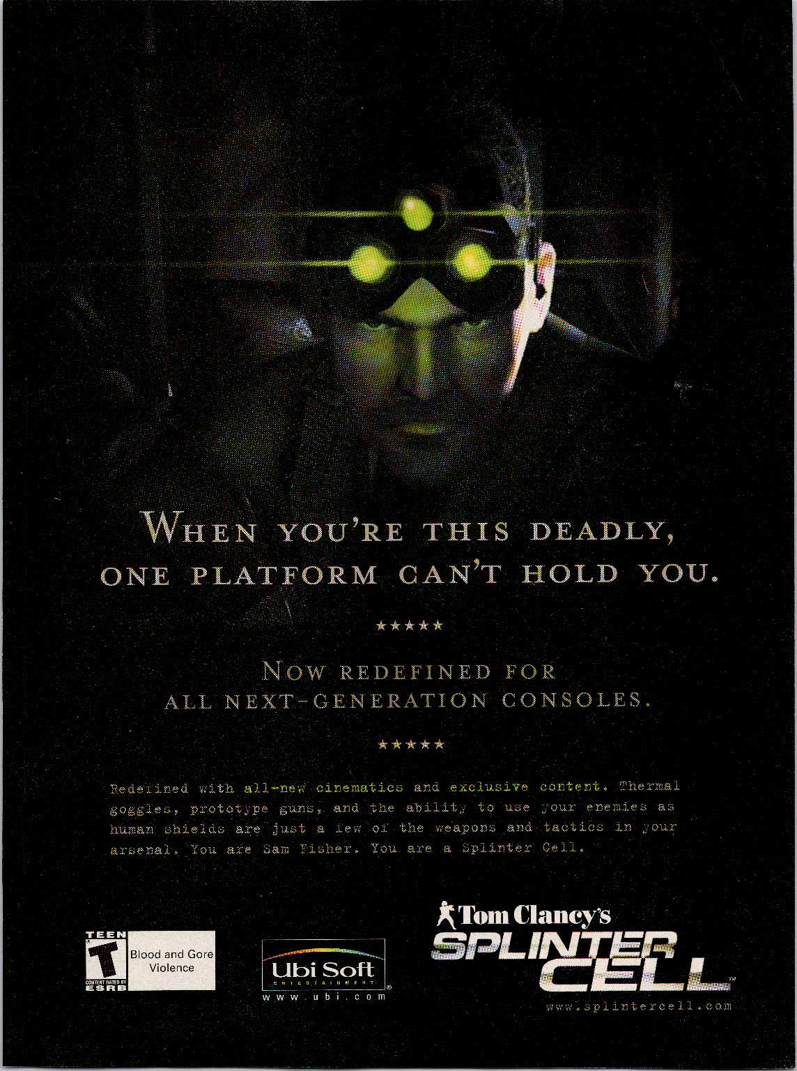 Ubisoft Tom Clancy Splinter Cell Sam Fisher Vintage Magazine Ad Print 2003
