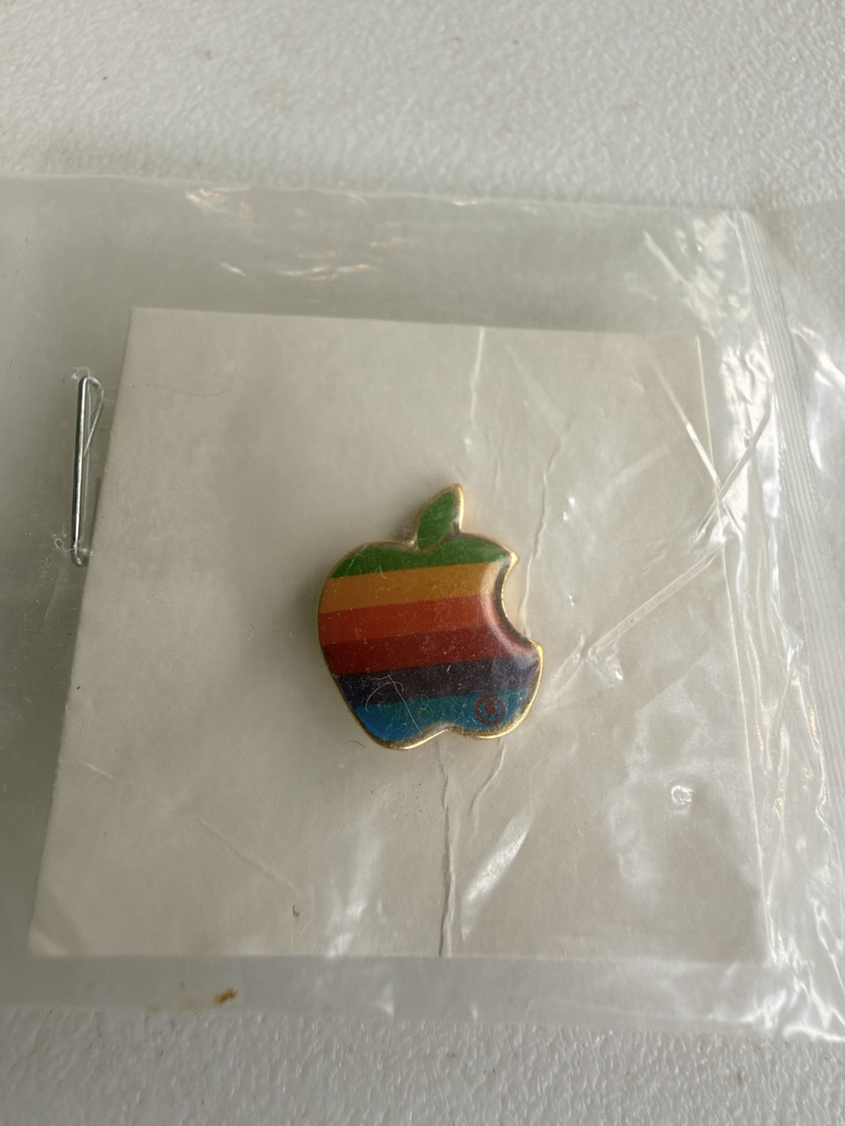 Vintage Apple Computer Rainbow Logo Lapel Pin Sealed New Old Stock 1980s
