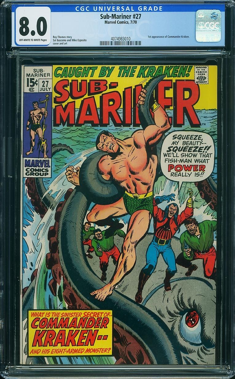 Marvel Comics Sub-Mariner #27 CGC 8.0 VF 1st Appearance Commander Kraken 1970