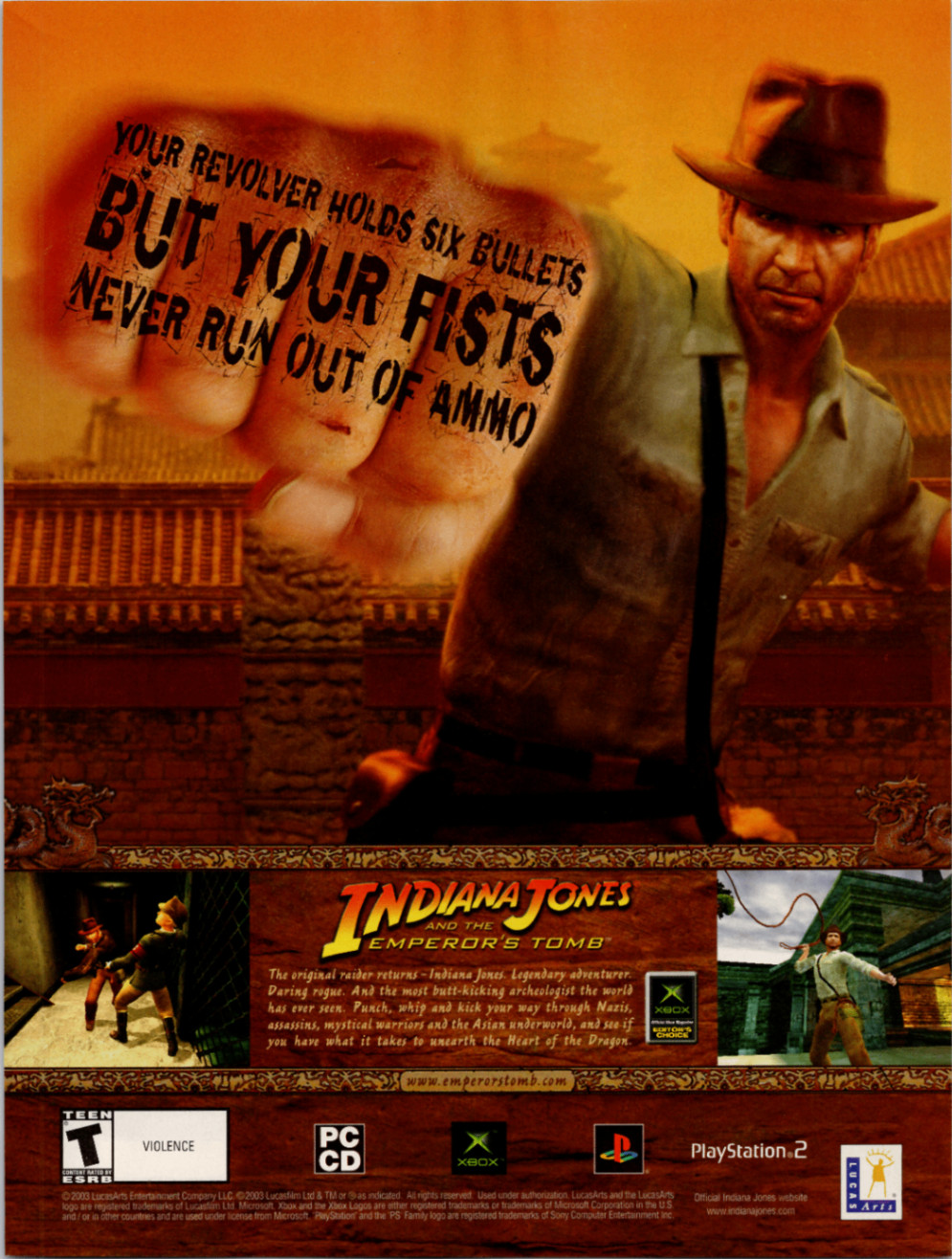 LucasArts Indiana Jones Emperor's Tomb 2003 Vintage Video Game Ad Print Promo