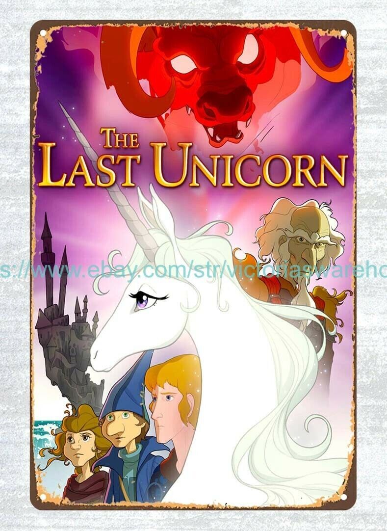 corporate plaques THE LAST UNICORN movie POSTER 1982 metal tin sign