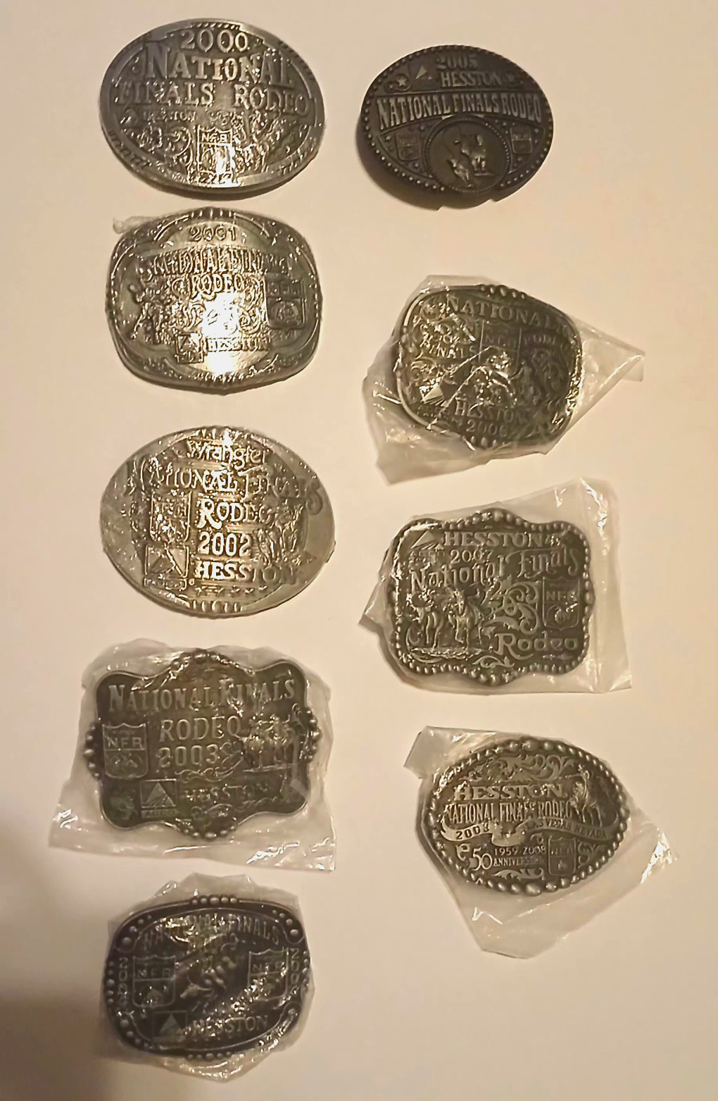 Hesston National Finals Rodeo (NFR) Belt Buckles Lot 2000-2008,
