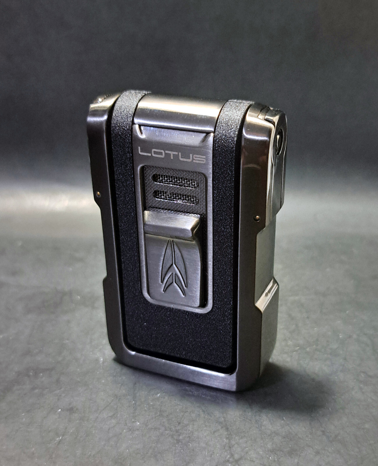 Lotus Axis FlatFlame Lighter | 2 Fold Out Punch Cutters -Cigar Stand -Engravable