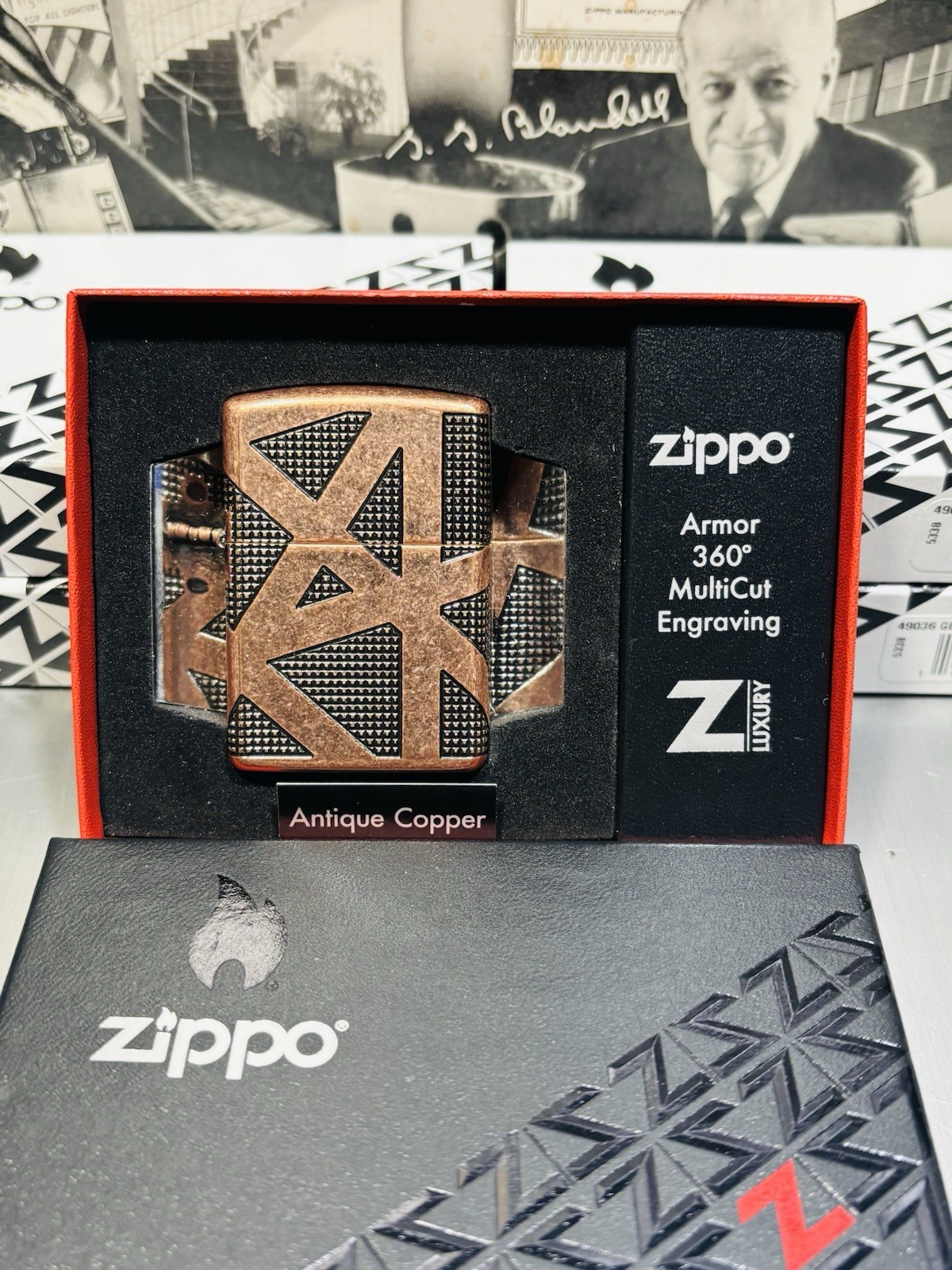 Zippo Windproof 360 Degree Engraved Geometric Pattern Lighter, 49036, New In Box