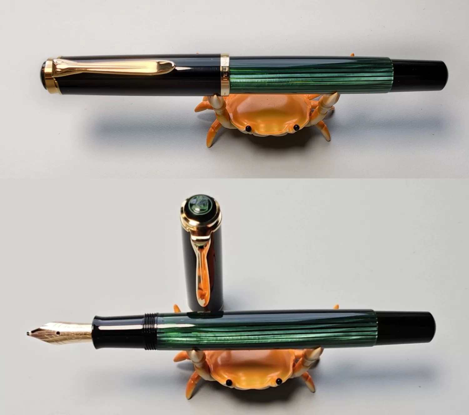 【BB NIB】Vintage Pelikan M400 Green Stripe Fountain Pen 14c BB Nib,W.Germany