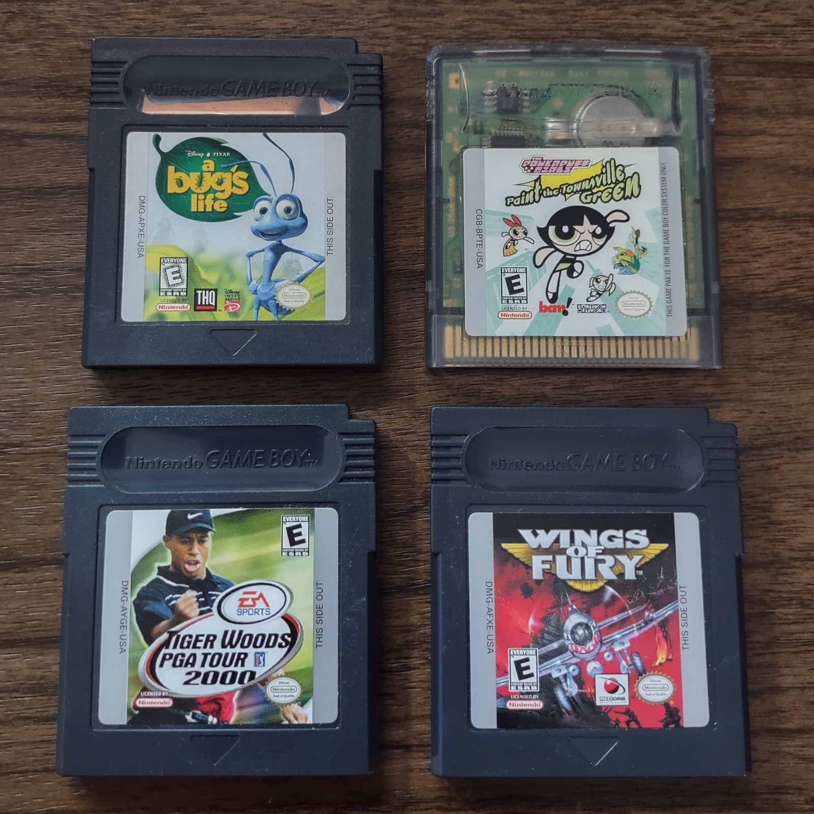Nintendo Gameboy Color Games Lot Powerpuff Girls Green A Bugs Life Wings Of Fury