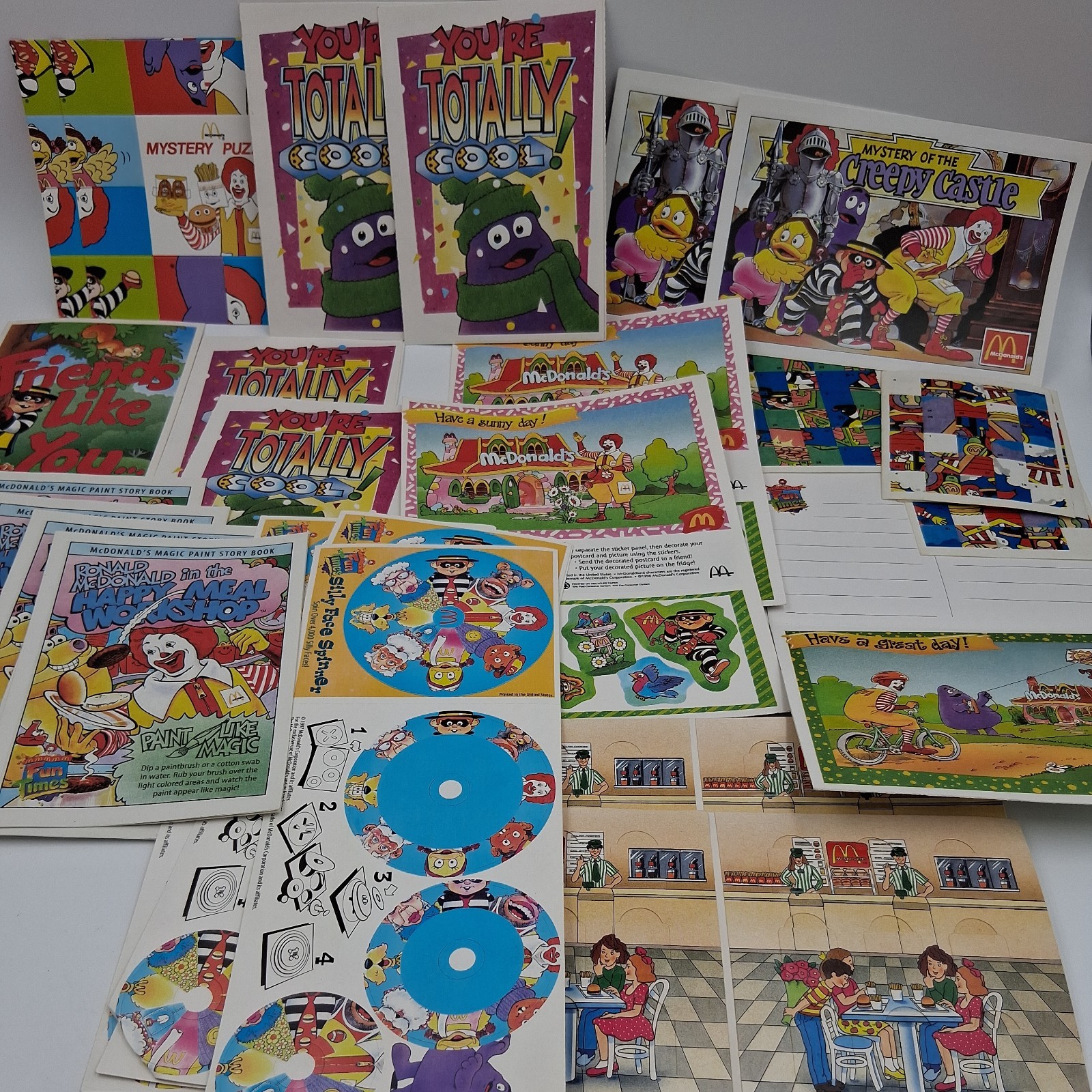 Vintage 90's McDonald’s  Ephemera Games Puzzles Spinners Paint Happy Meal lot