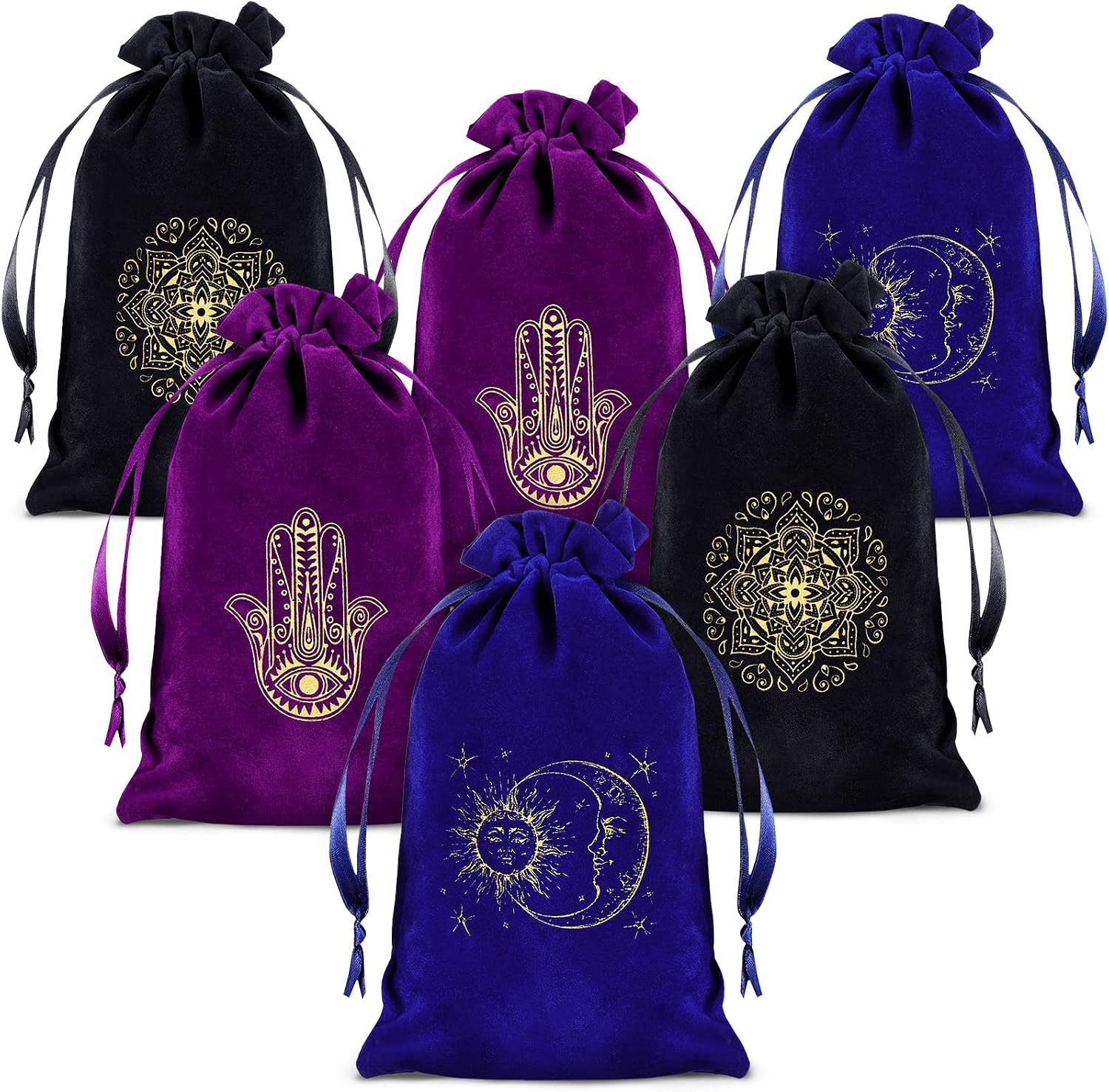 6 Pcs Tarot Cards Bag Pouch 6 x 9 Inch Tarot Card Holder Jewelry Pouch Dice Stor