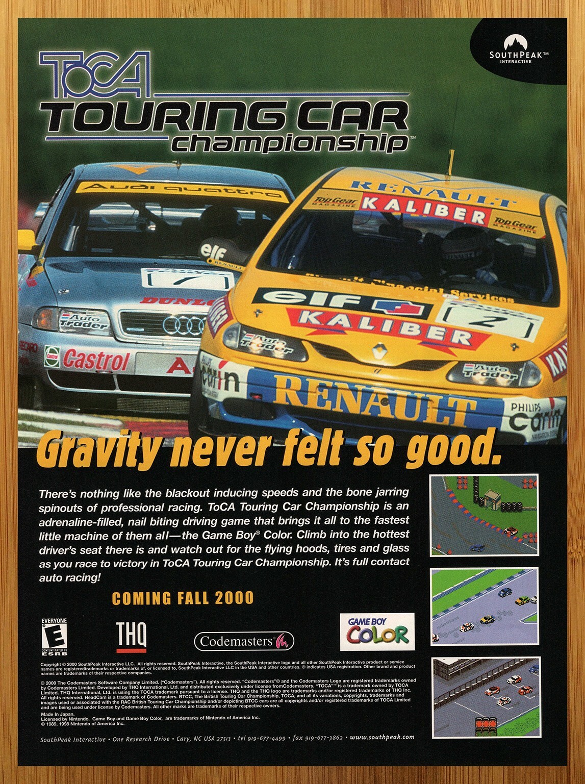 2000 ToCA Touring Car Championship Gameboy Color GBC Print Ad/Poster Promo Art