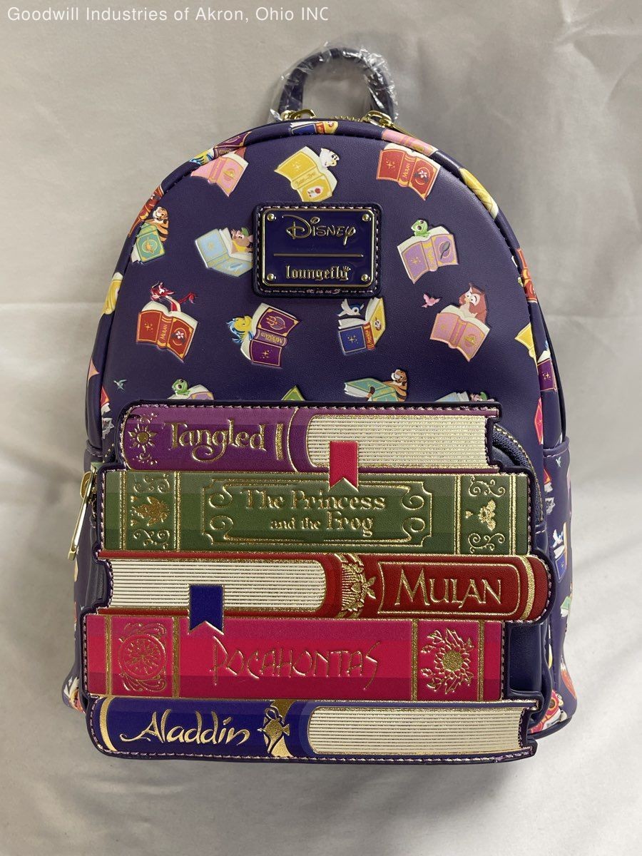 Disney Loungefly Purple Storybook Princess Mini Backpack Tangled Mulan Aladdin