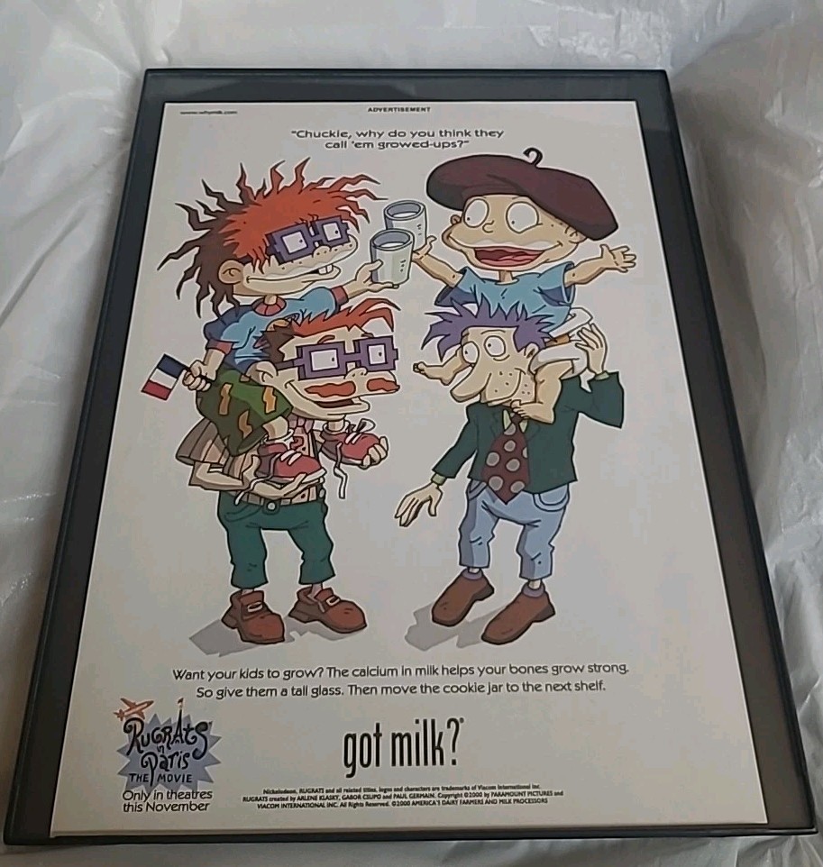 Rugrats In Paris Got Milk Nickelodeon Print Ad Framed 2000 8.5X11  
