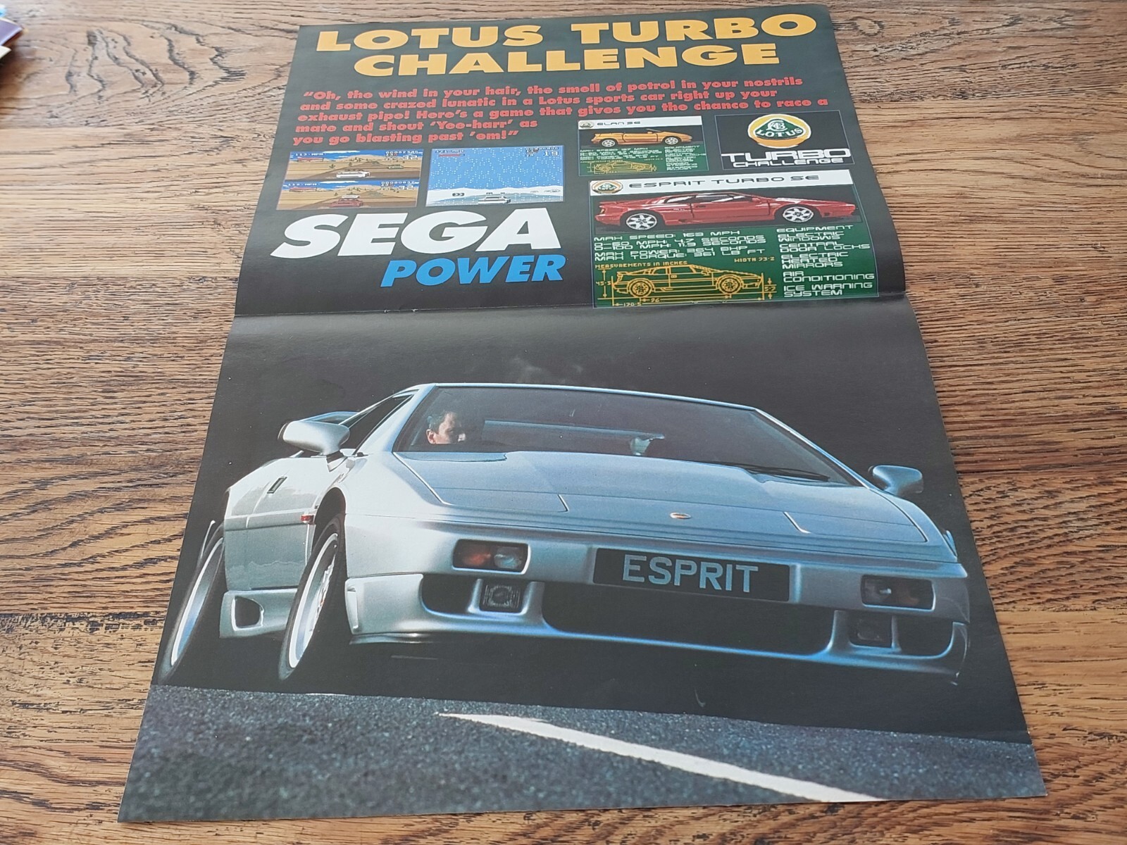 Sega Power Lotus Turbo Challenge Car Large Vintage Gaming Poster Lotus Esprit